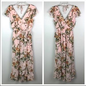Band of Gypsies | Floral Flutter Sleeve Wrap Dress